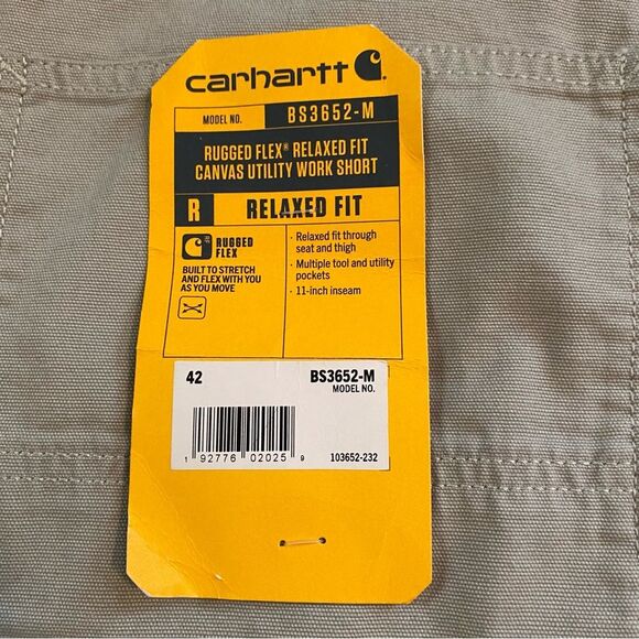 Carhartt Rugged Flex Relaxed Fit Canvas Utility Work Short BS3652-M Men’s Sz 42 - Picture 6 of 12